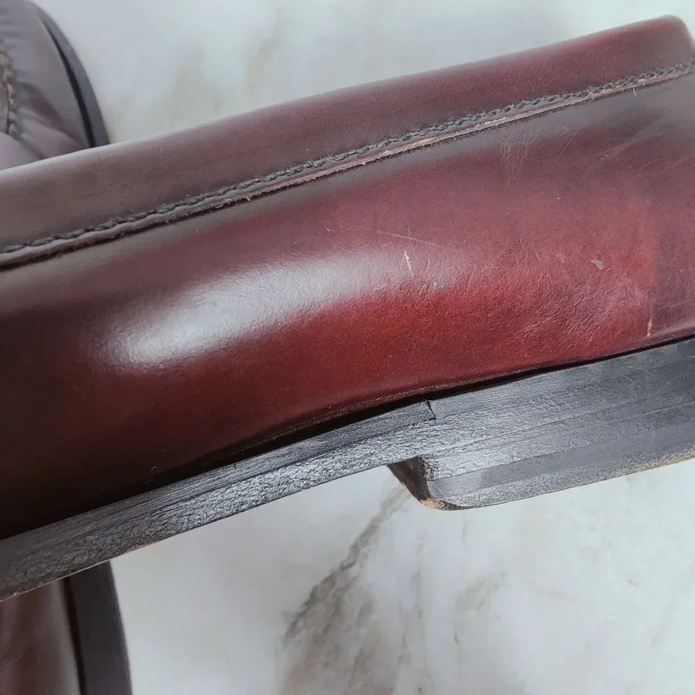 Cole Haan Men's Pinch Burgundy Leather Slip On Penny Loafers, Sz 10